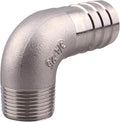 DERNORD 1" Hose Barb x 3/4" Male NPT Stainless Steel 90 Degree Elbow- Home Brew Pipe Fitting