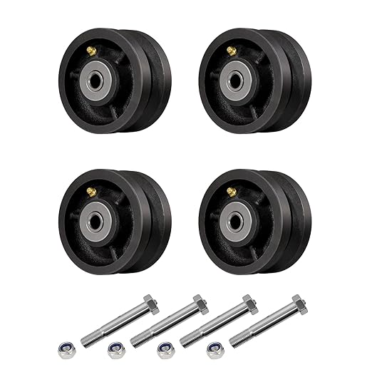 4" X 2" Sliding Gate Wheels（4 Pack）, Cast Iron V Groove Wheel with Roller Bearing-700 lbs Capacity, Rolling Gate Wheels, Sliding Gate Casters