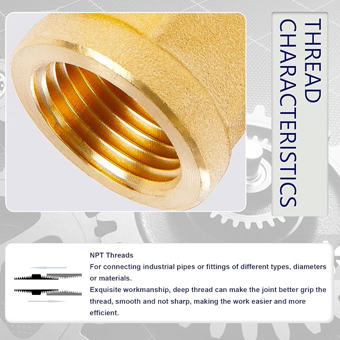 ChillWaves Brass Pipe Fitting, Tee 3/8" x 3/8" x 3/8" NPT Female Thread Adapter(3-PACK)