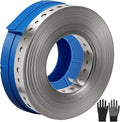Galvanized Metal Strap 3/4" x 100 FT, Heavy Duty Metal Hanger Strapping with Holes for Plumbing, HVAC & Construction | Includes Storage Case & Work Gloves