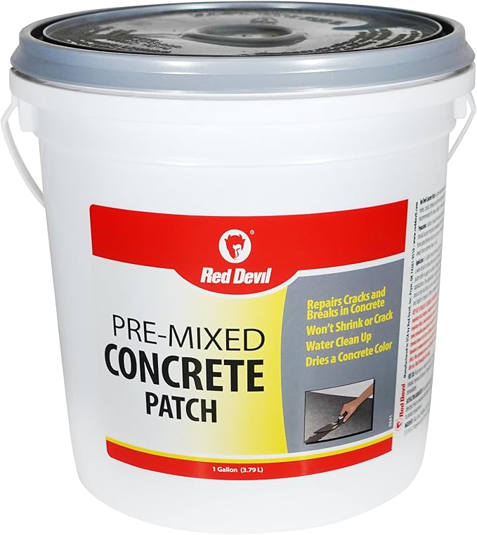 Red Devil 0641 Concrete Repair Patch, Cement Crack Filler, Pre-Mixed, 1 Gallon, Pack of 1, Gray, Made in USA
