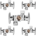 5-PCs HeSun Dual Shut Off Angle Valve, 1/2" FIP x 3/8" OD x 3/8" OD Compression, 1/4-Turn Stop Valve with 2 Shut Offs, PEX Chrome Plated Brass(VALVE140-5)
