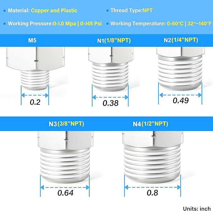 TAILONZ PNEUMATIC Elbow and Straight Combination 5/16 Inch Tube OD x 1/4 Inch NPT Thread Push to Connect Fittings PC-5/16-N2+PL-5/16-N2(Pack of 12)