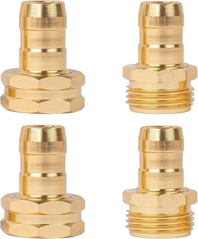 Hourleey Garden Hose Repair Connector with Clamps, Fit for 3/4" or 5/8" Garden Hose Fitting, 2 Set
