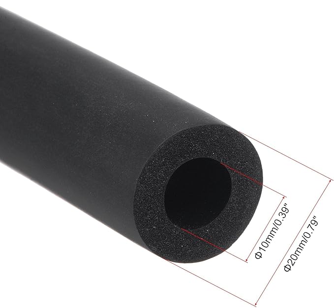 uxcell Foam Tubing for Handle Grip Support, Pipe Insulation, 10mm(3/8") ID 20mm OD 1m Length Black