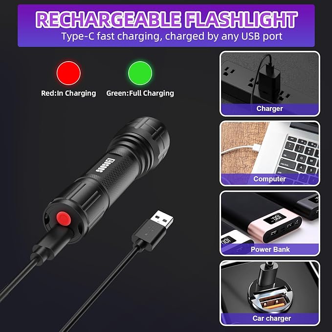 COSOOS Air Conditioner Leak Detector Kit, Rechargeable UV Detection Tool with Protective Glasses, Portable Bag for Automotive Auto Oil AC UV Dye