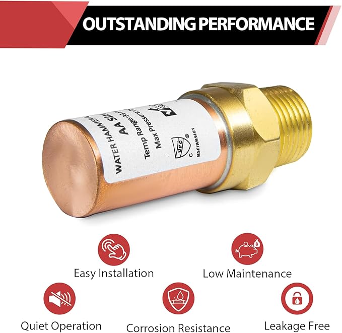 2-Pack EFIELD MH-130-3, 1/2-Inch Straight MIP Connection Copper Water Hammer Arrestor,(HAMMER005-2PCS)
