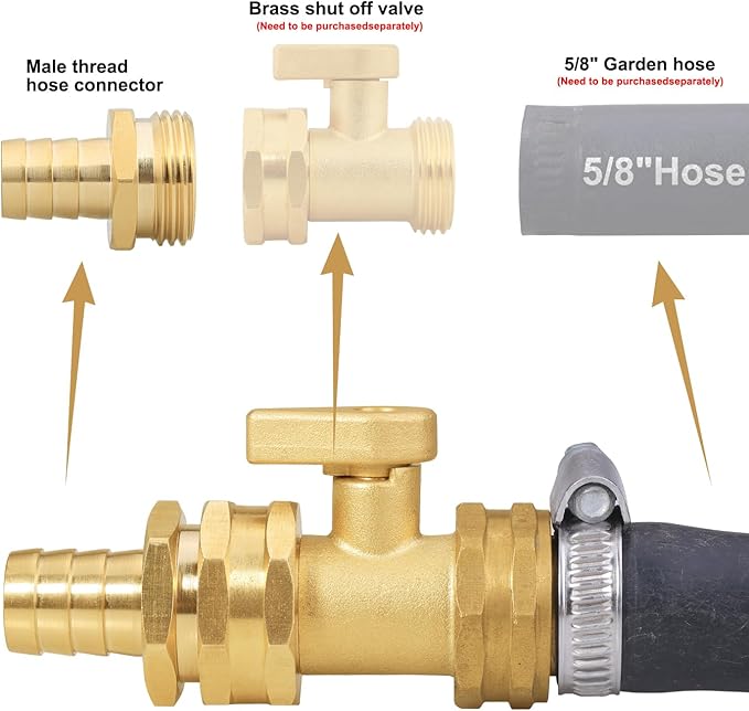 Garden Hose Repair Connector with Clamps Hose End Repair Kit,5/8" Barb Garden Hose Fittings Male and Female brass garden hose ends (5/8"Barb-2 Set)