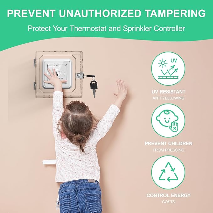 Thermostat Lock Box Upgrade Thickened with Key Transparent AC Lock Box Cover is Suitable for Wall thermostats, Suitable for 4.72×4.72×2 inches or Smaller