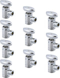 (10-Pack) Cyrret Angle Stop Shut off Valve Multi-Turn 1/2-Inch FIP Inlet X 3/8-Inch Compression Outlet, No Lead Brass Chromed, CUPC NSF AB1953 Approved