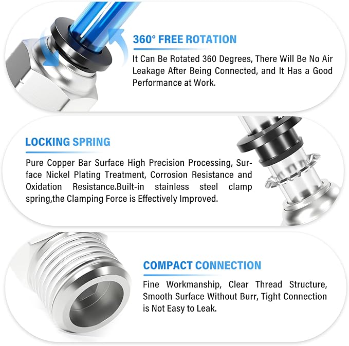 TAILONZ PNEUMATIC Male Straight 6mm Tube OD x 1/4 Inch NPT Thread Push to Connect Fittings PC6-N2 (Pack of 10)
