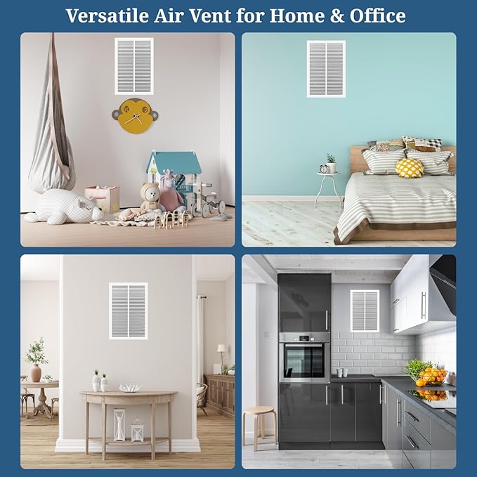 14 x 20 Inch Return Air Vent Cover, Solid Steel HVAC Grille for Wall or Ceiling, White Duct Opening, Durable Return Air Vent Cover, Airflow Ventilation Grille for Home or Office