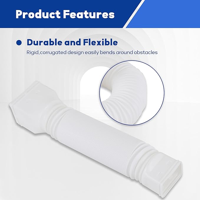 3 Pack white Rain Gutter Downspout Extensions Flexible,Drain Downspout Extender Connector 20"-68.8"，Thickened Down spout Drain Extension for Rainwater Drainage