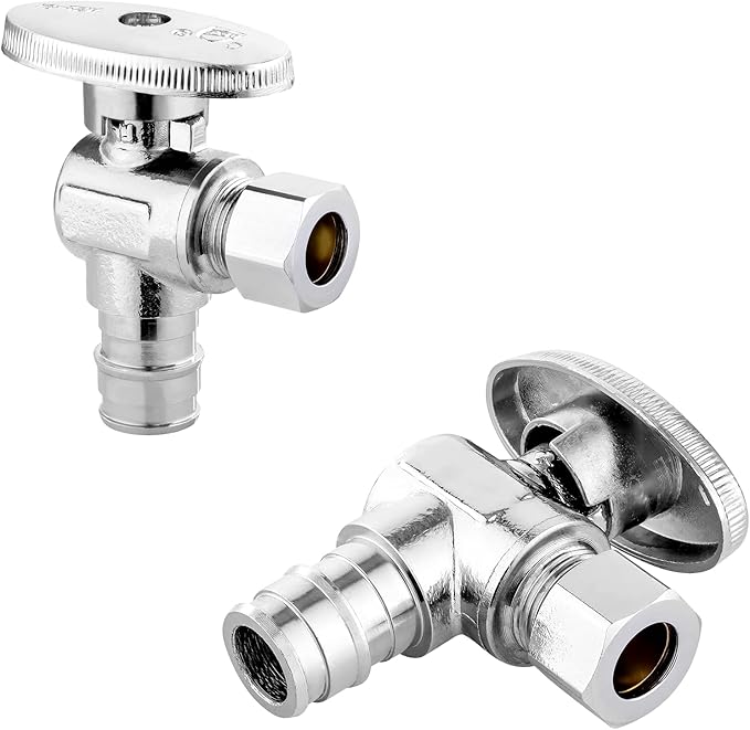 100-PCs HeSun Expansion Pex Angle Stop Valve, 1/2" Pex-a x 3/8" OD Compression Outlet, 1/4 Turn Shut Off Valve for Bathroom,ASTM F1960(VALVE094-100)