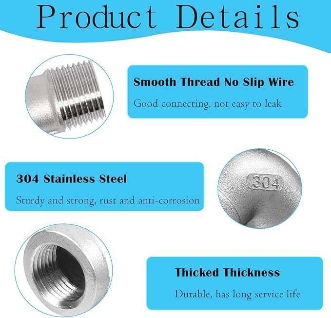 2PCS 304 Stainless Steel 45 Degree Elbow, 3/4" NPT Male Pipe to 3/4" NPT Female Coupler, Heavy Duty Forged Street Elbow Adapter Pipe Fittings, Class 150