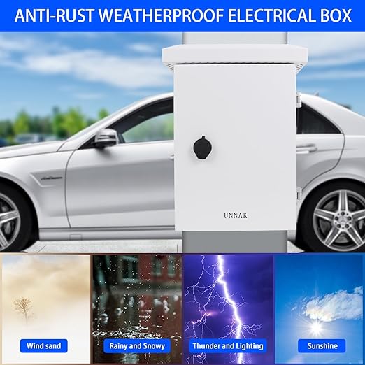 Outdoor Electrical Equipment Enclosure Box - 19.7x15.7x11.8 Outdoor Network Weatherproof Exterior Box Ventilated Enclosure hinged Outdoor Galvanized Electrical Ventilation Design(500x400x300mm)