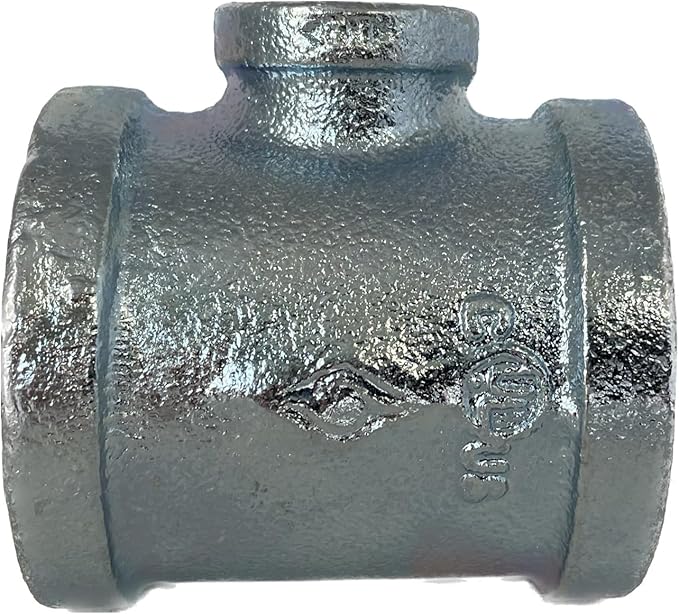 BMI 3 Inch x 2 Inch x 3 Inch NPT Galvanized Reducing Tee, 150# Pressure Rating, UL/FM Certified, Malleable Iron Pipe Fitting, ASTM A197, ASME B16.3-36581