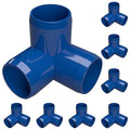 FORMUFIT 3/4” 3-Way Elbow Furniture Grade PVC Fitting in Blue, Made in USA, UV-Resistant, Impact-Proof, 1.050” Actual Socket Diameter (Pack of 8)