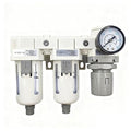 XingNEeng 3/8" NPT Compressed Air Filter Regulator Lubricator (FRL) Unit, Double Water/Oil Trap Separator, Gauge(0-150 psi), Semi-Auto Drain Air Compressor Water Separator, Poly Bowl, Metal Bracket