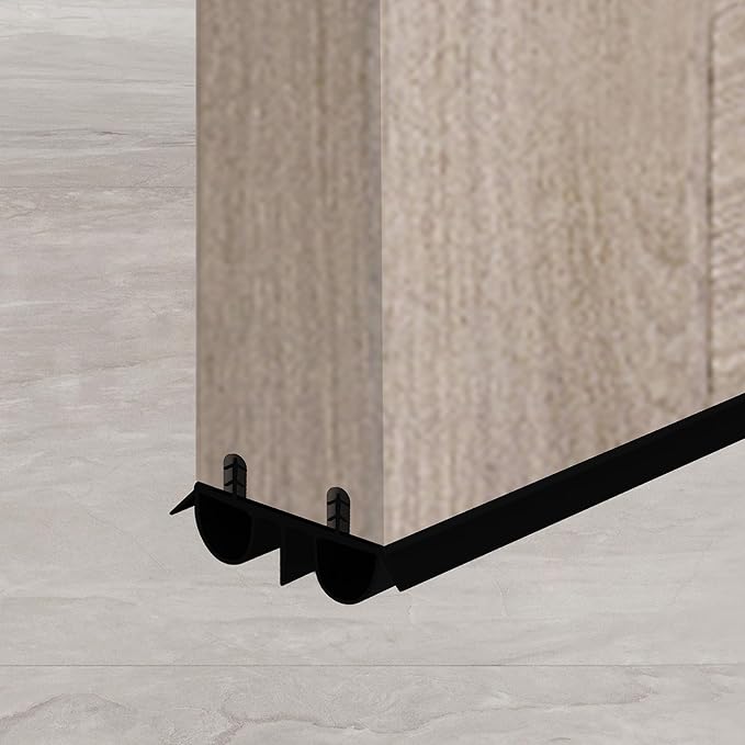 36" Kerf Slide-in Double Bulb Seal Weatherstrip Door Bottom – Durable Seal for Energy Efficiency & Draft Protection (Black)