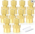 GASHER 10PCS Brass Compression Tube Pipe Fitting Connector, 1/4" Tube OD x 1/4" NPT Female Connector