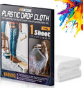 12 x 9 Ft Plastic Drop Cloths-1 Mil(1-Pack - Disposable Painter's Sheeting & Tarps for Painting, Waterproof Furniture/Couch/Floor Protection