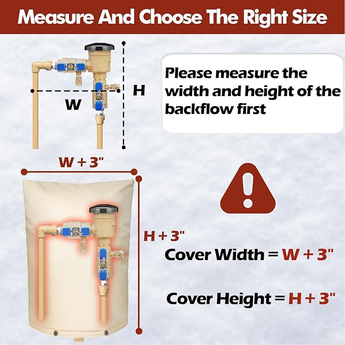 SUNICO Backflow Preventer Insulation Cover (5°F) - 5-Layer Upgrade Insulated Design Sprinkler Covers for Outside,13" W X 25" H, Backflow Insulation Cover for Sprinkler Valve ,Winter Freeze Protection