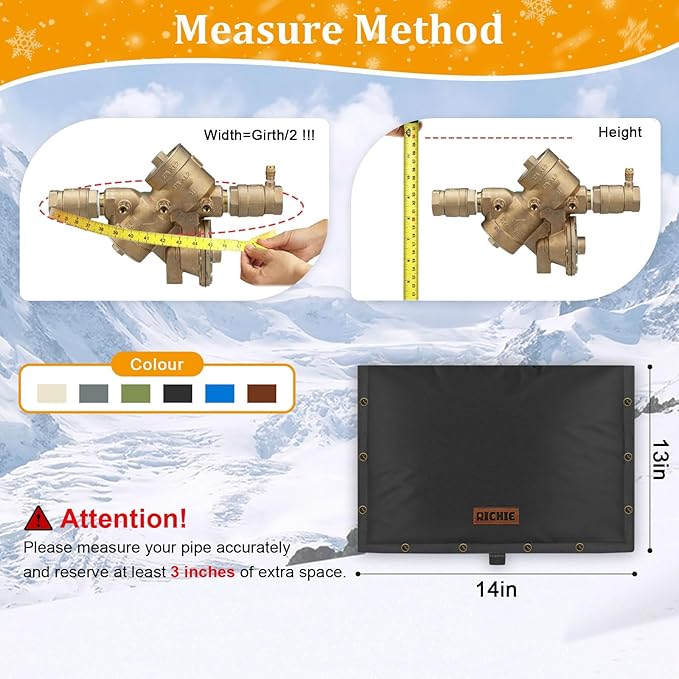 Backflow Preventer Insulated Cover (5°F) for Winter Freeze Protection, 21"W x 16"H Thickened Pressure Reducing Value & Well Pump Cover, Outdoor Waterproof Insulation Pouch for Sprinkler Valve, Black