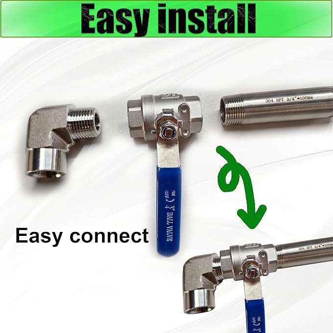 1/2 Inch Female NPT Ball Valve, 304 Stainless Steel Heavy Duty Full Port 1/2" Shut Off Valve for Water Oil Gas with Long Handle,1000 WOG (1pcs, 1/2" FNPT X FNPT)