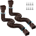 11.5ft Long Gutter Downspout Extensions Flexible, Drain Downspout Extender, Down Spout Drain Extender, Gutter Connector Rainwater Drainage, Extendable from 2.6ft to 11.5ft(2Pack, Brown)