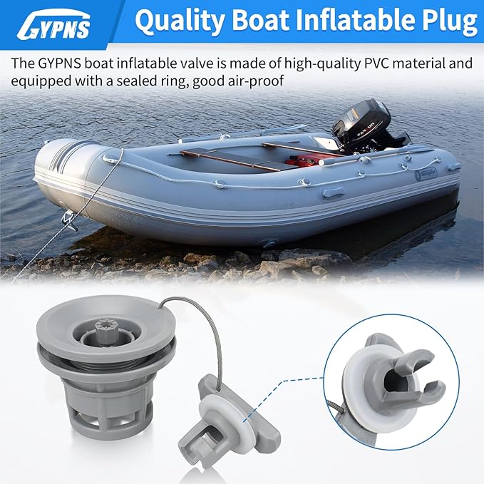 Inflatable Boat Air Valve Cap Plugs Kit, Inflatable Kayak Paddle Board Replacement Parts, for Inflatable Boat, Raft Dinghy, Canoe and Kayak Accessories Air Inflatable Plugs PVC Upgrade (Pack of 2)