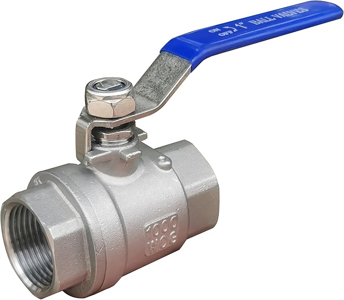 Full Port Ball Valve 1" NPT Heavy Duty Stainless Steel 304 For Water,Oil and Gas with Blue Handles（1000WOG）