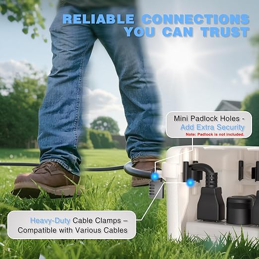 Flemoon [2 Pack] Outdoor Electrical Box Waterproof, Medium Weatherproof Electrical Box (11.5x5.2x4 inch) w/6 Cable Entry Ports, Extension Cord Cover for Power Strip, Timer, Holiday Light, White