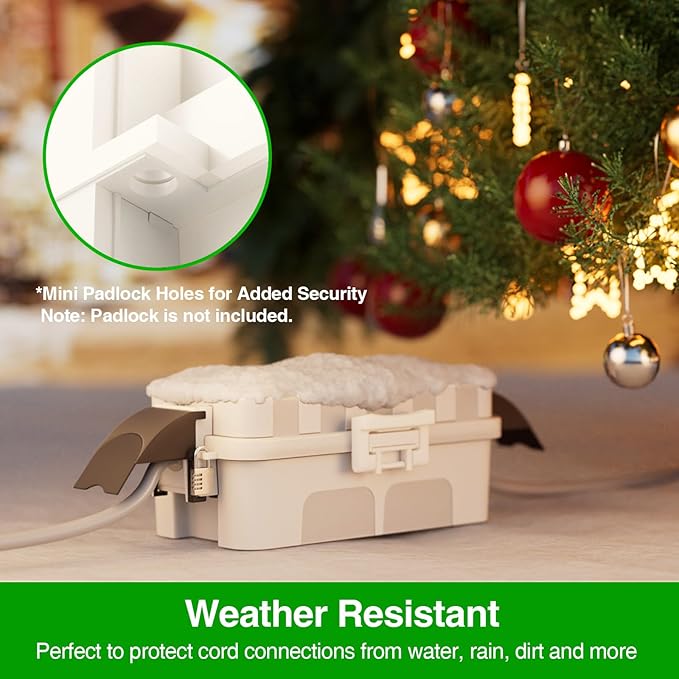 Flemoon 2-Piece Outdoor Waterproof Electrical Box Set – 12.5" x 8.5" x 5" Large & 8.1" x 4.9" x 3.1" Small Weatherproof Electrical Boxes for Power Strips, Outlets, Holiday String Lights, White