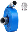 1-1/2" x 50ft PVC Lay Flat Discharge Hose With Aluminum Camlock C & E Fittings, Cam Lock Fitting Type F included, Heavy Duty Reinforced Pump Backwash Hose Assembly