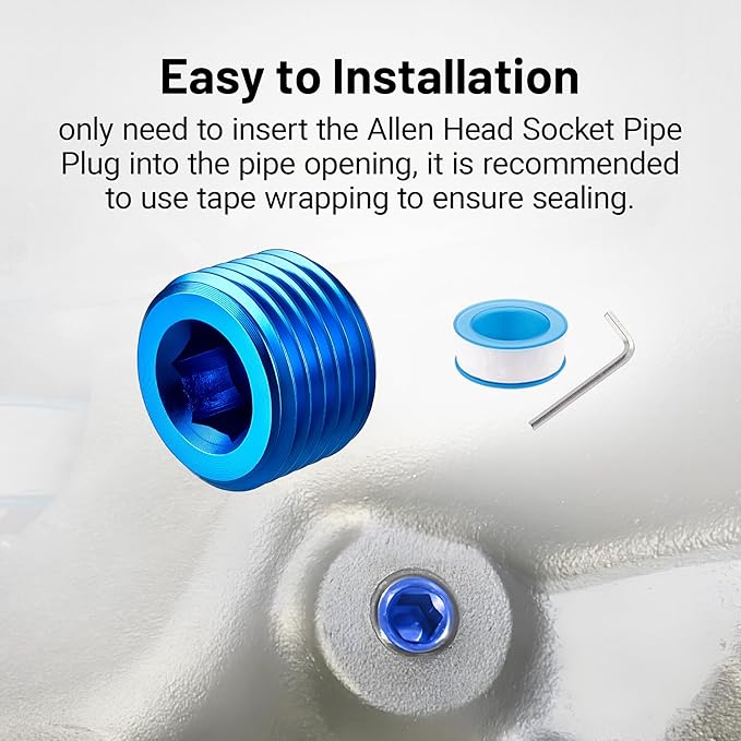 EVIL ENERGY 1/8" NPT Plugs Aluminum Socket Allen Head Blue, Pack of 2
