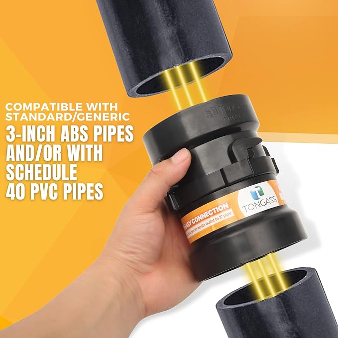 TonGass (Combo Pack) RV Sewer Hose Fitting Adapter to PVC, RV Sewer Connection & RV Sewer Termination Adapter - 3" Hub x Bayonet Hooks