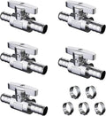 5 Pack Brass Pex Valve, 1/2" Pex x 1/2" Straight Stop Valve