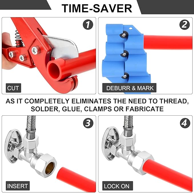 20 Pack Angle Stop Valves, 1/2" Nominal (5/8" OD) Push x 3/8" OD Compression, 1/4 Turn Water Shut Off Valves Brass Push-to-Connect Plumbing for PEX Pipe, Copper, CPVC
