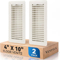 4" x 10" Floor Register Vent Covers 2-Pack, Walkable Powder-Coated Metal Vent Covers with Adjustable Airflow, Curved Safe Edges for Floor/Wall, White