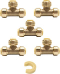 5 PCS EFIELD 1/2 Inch Tee Push-Fit Fitting to Connect Pex, Copper, CPVC Pipe with a Disconnect Tool Clip,(PF118-5PCS)