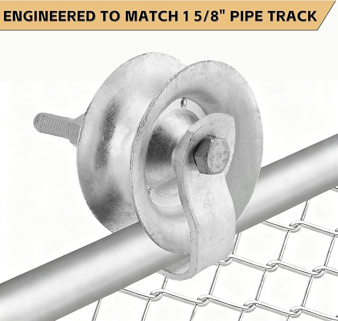 Sliding Gate Rollers 5" Heavy Duty Galvanized Steel Track Roller for 1 5/8" Pipe Track Easy Install (Pack of 1)
