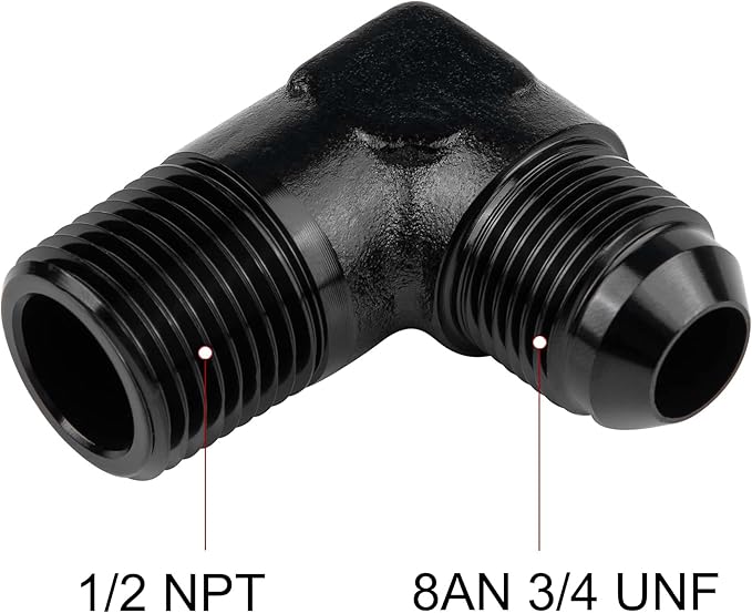 EVIL ENERGY 8AN to 1/2" NPT Male 90 Degree Fitting Adapter Aluminum 2PCS