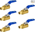 5 Pack Ball Valves, 3/4 Inch Pex B X 3/4 Inch Sweat Blue Shut Off Valve, No Lead Brass Full Port Pex Crimp Shut Off Ball Valve for Hot and Cold Water, ASTM F1807, NSF/ANSI 61 Certified