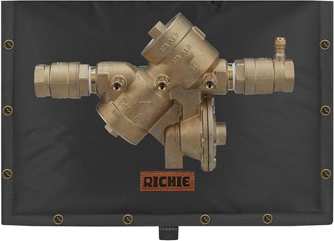 Backflow Preventer Insulated Cover (5°F) for Winter Freeze Protection, 21"W x 16"H Thickened Pressure Reducing Value & Well Pump Cover, Outdoor Waterproof Insulation Pouch for Sprinkler Valve, Black