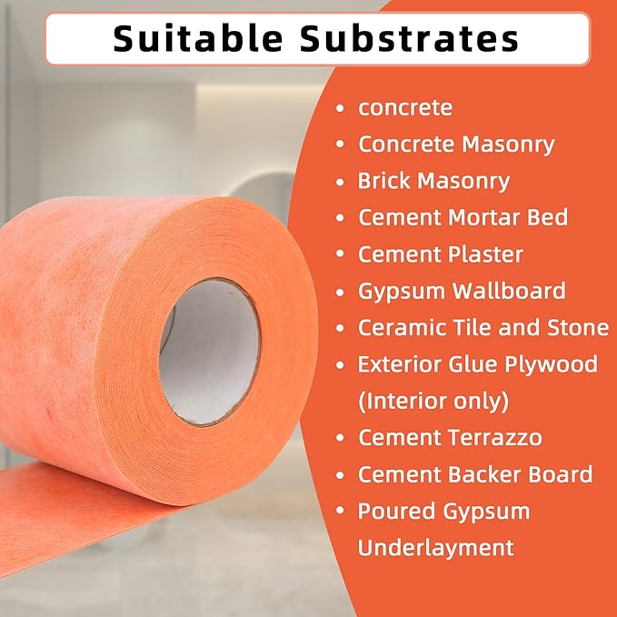 Professional Waterproof Membrane for Shower,5In x 100Ft(42 Sq Ft), Superior Waterproofing Solution for Bathroom, Kitchen,Saunas and Wet Areas