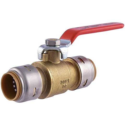 SharkBite Max 3/4 Inch Ball Valve, Push To Connect Brass Plumbing Fitting, Water Shut Off, PEX Pipe, Copper, CPVC, PE-RT, HDPE, UR22185A