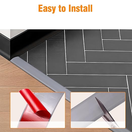 Floor Transition Strip Vinyl Self Adhesive Threshold Strip Carpet Edge Wood to Tile Laminate Flooring Gaps and Doorway Floor Cover Flat Divider Peel and Stick Trim (Gray, 5cm, 6.6FT)