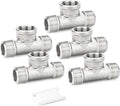 TAISHER 5PCS 304 Stainless Steel Tee Pipe Fittings, 3/4" NPT Male x 3/4" NPT Female x 3/4" NPT Male Pipe Fittings, Female Branch Tee