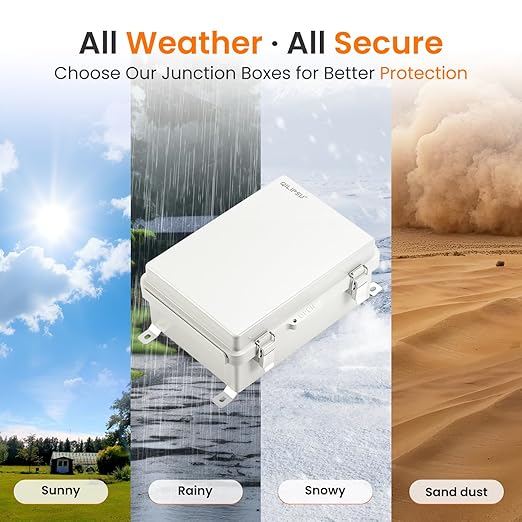 QILIPSU UL94-V0 Outdoor Electrical Box 13.8"x9.9"x5.9" Waterproof Junction Box Weatherproof PC/ABS Alloy Plastic IP66 Project Electric Enclosure Grey Hinged Door